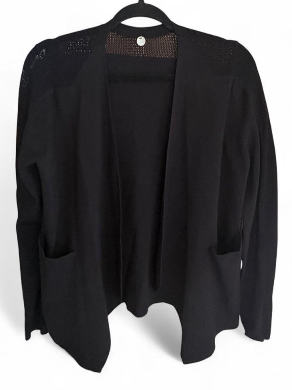 Margaret O'Leary Black Open-Front Pocket Cardigan